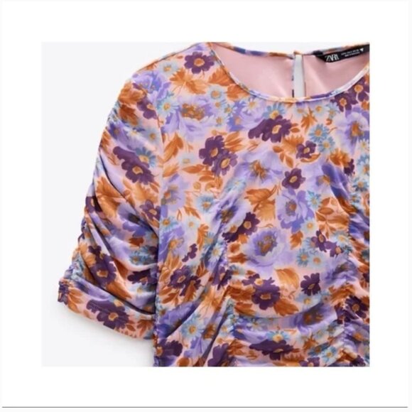 Zara purple print draped dress Size M NEW WITH TAG! - Picture 9 of 10